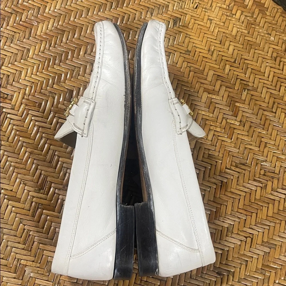 BALLY white leather mens horsebit loafers 10.5 EE